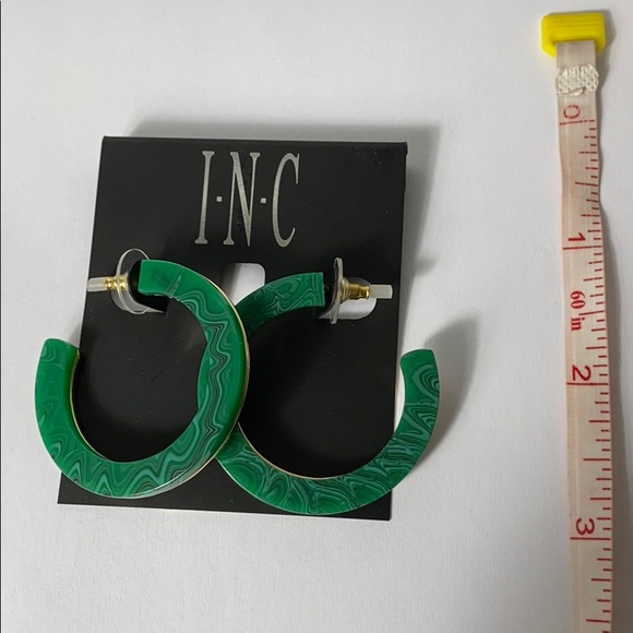 INC green hoop earrings - Picture 3 of 3